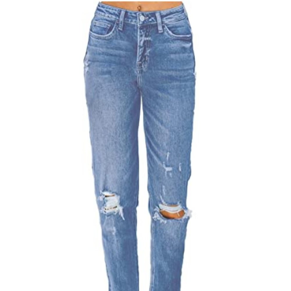 Women's high-rise ripped jeans